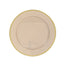 10 Pack Taupe Economy Plastic Charger Plates With Gold Rim, 12" Round Dinner Chargers Event Tabletop Decor