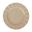 10-Pack Plastic 11" Round Dinner Plates in Taupe Ruffled Rim with Gold Edging - Sturdy Disposable Dinnerware