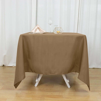 Polyester Square 70"x70" Tablecloth Taupe - Wrinkle-Resistant & Durable Table Cover