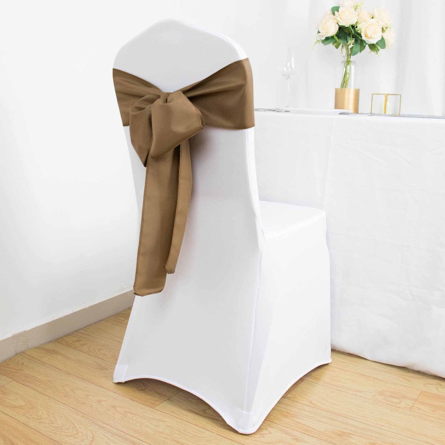 5 Pack Polyester Chair Sashes Taupe 6"x108"