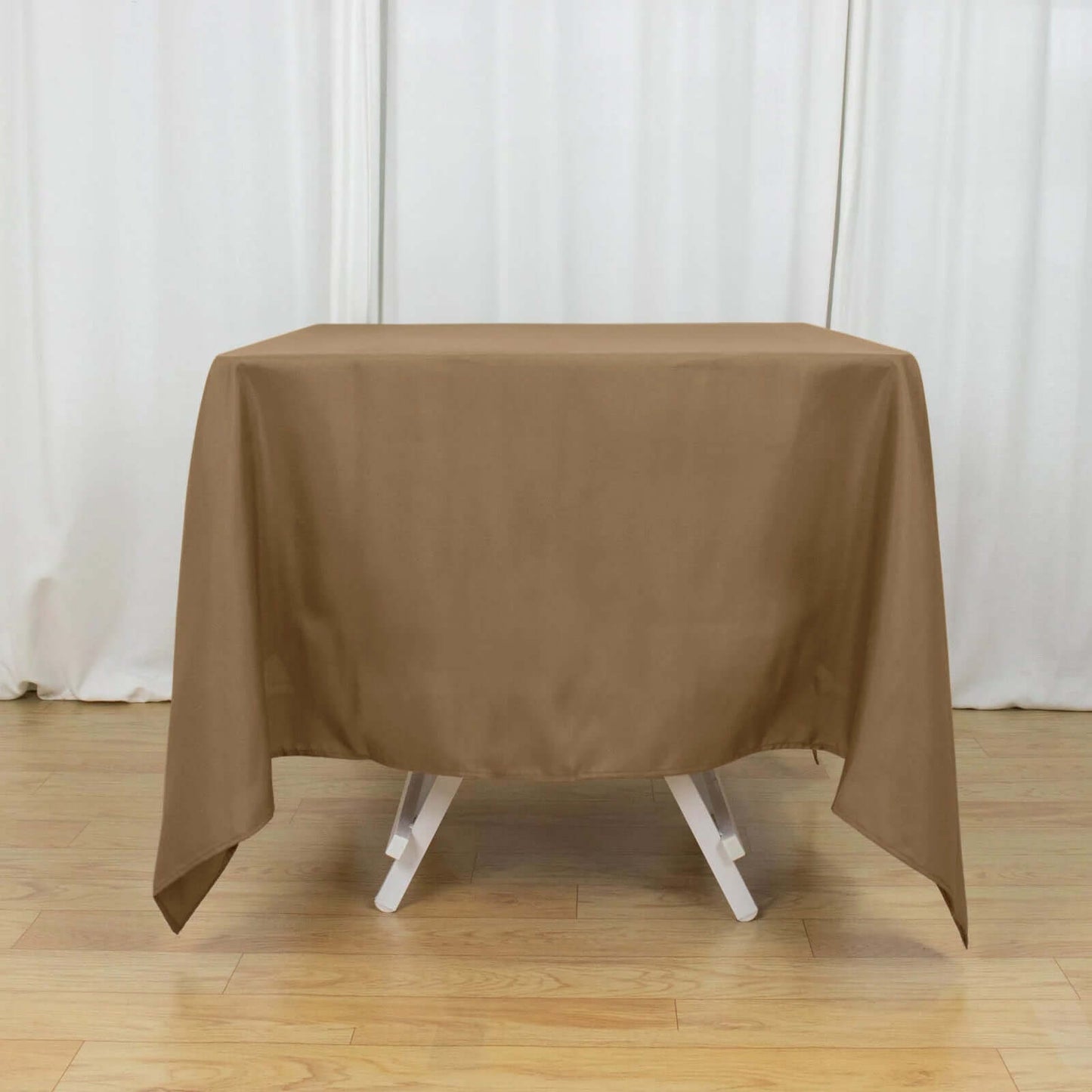 Polyester Square 70"x70" Tablecloth Taupe - Wrinkle-Resistant & Durable Table Cover