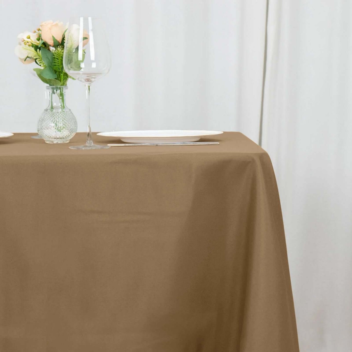 Polyester Square 70"x70" Tablecloth Taupe - Wrinkle-Resistant & Durable Table Cover