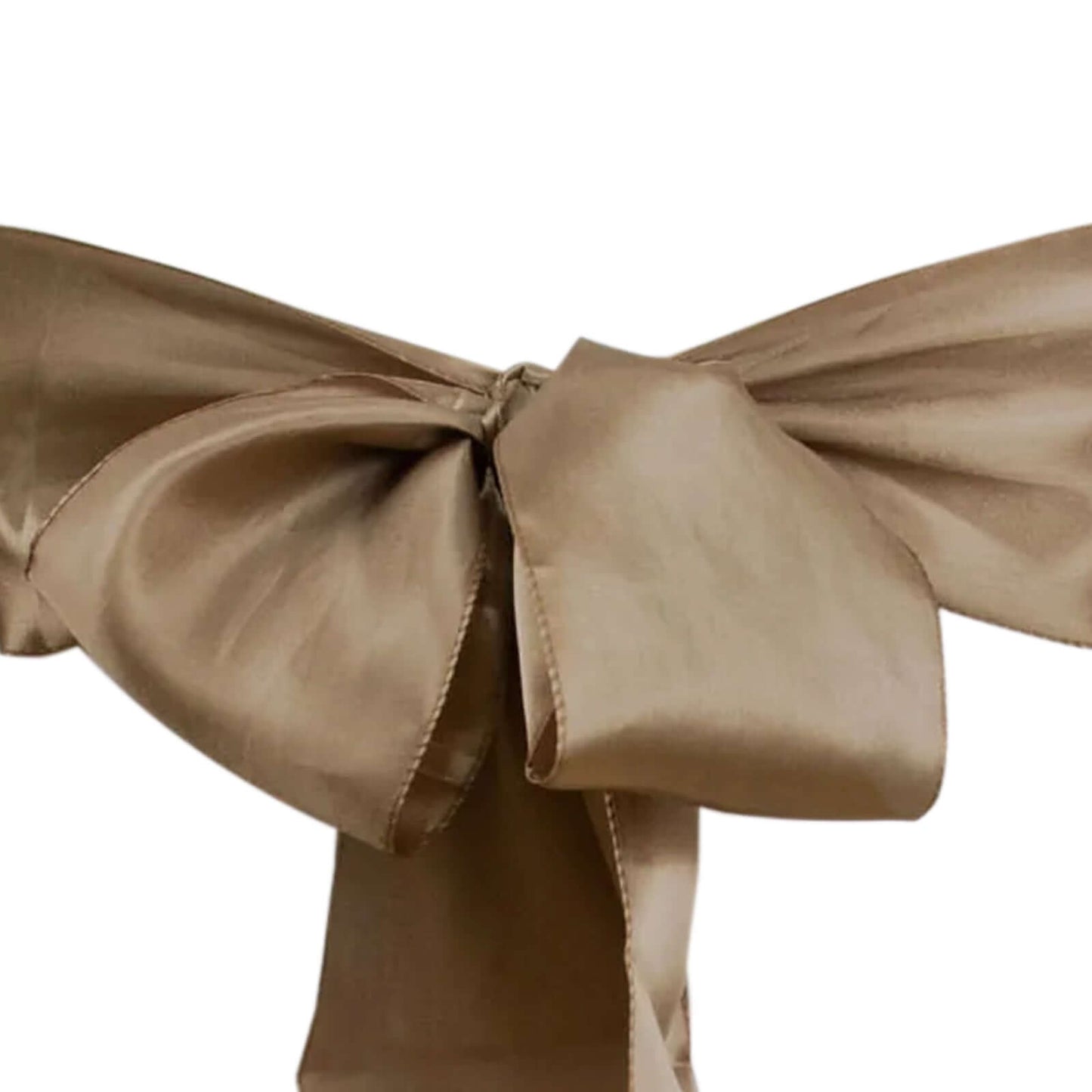 5 Pack Satin Chair Sashes Taupe - Durable Chair Bows with Shiny Finish 6"x106"