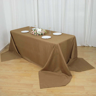 Polyester 90"x156" Rectangle Tablecloth Taupe - Seamless Wrinkle-Resistant Table Cover