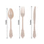 72 Pcs Plastic Silverware Set in Baroque Style Taupe - Heavy Duty Disposable Knife, Fork, and Spoon Set