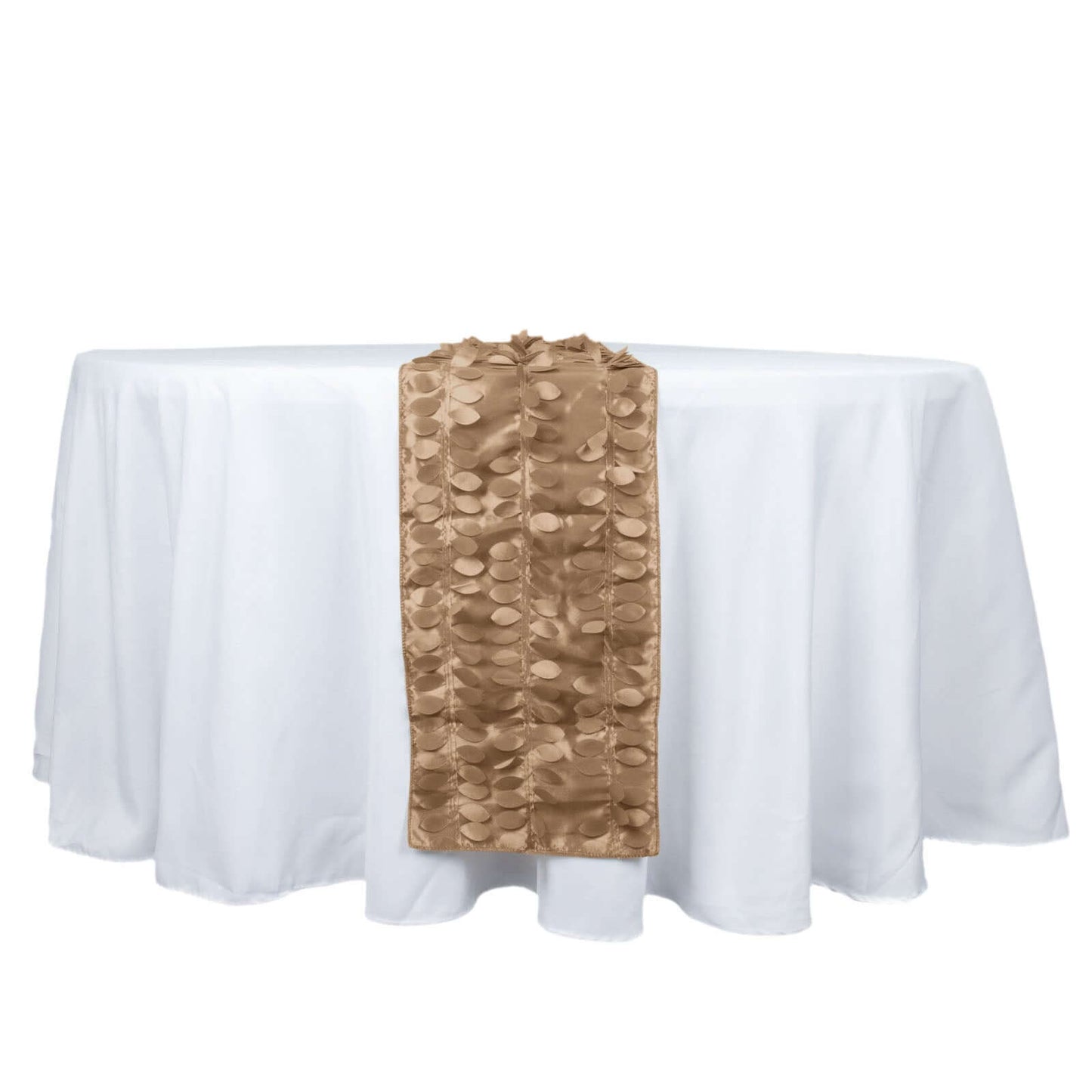 Taffeta Fabric 12"x108" Table Runner Taupe - 3D Leaf Petal Design
