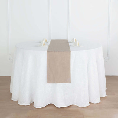 Faux Linen 12"x108" Table Runner Taupe - Slubby Textured & Wrinkle Resistant Table Decor
