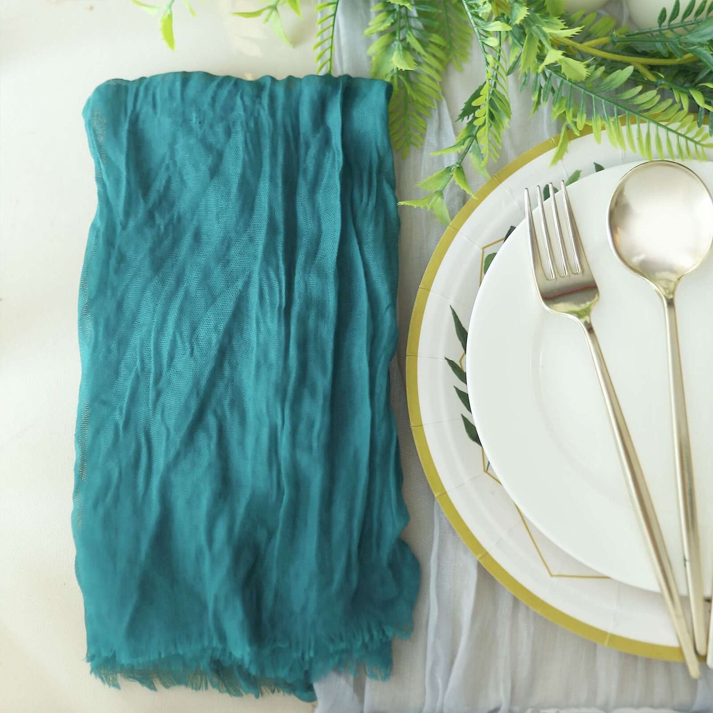 5 Pack Gauze Cheesecloth 24"x19" Napkins Peacock Teal Reusable Dinner Napkins