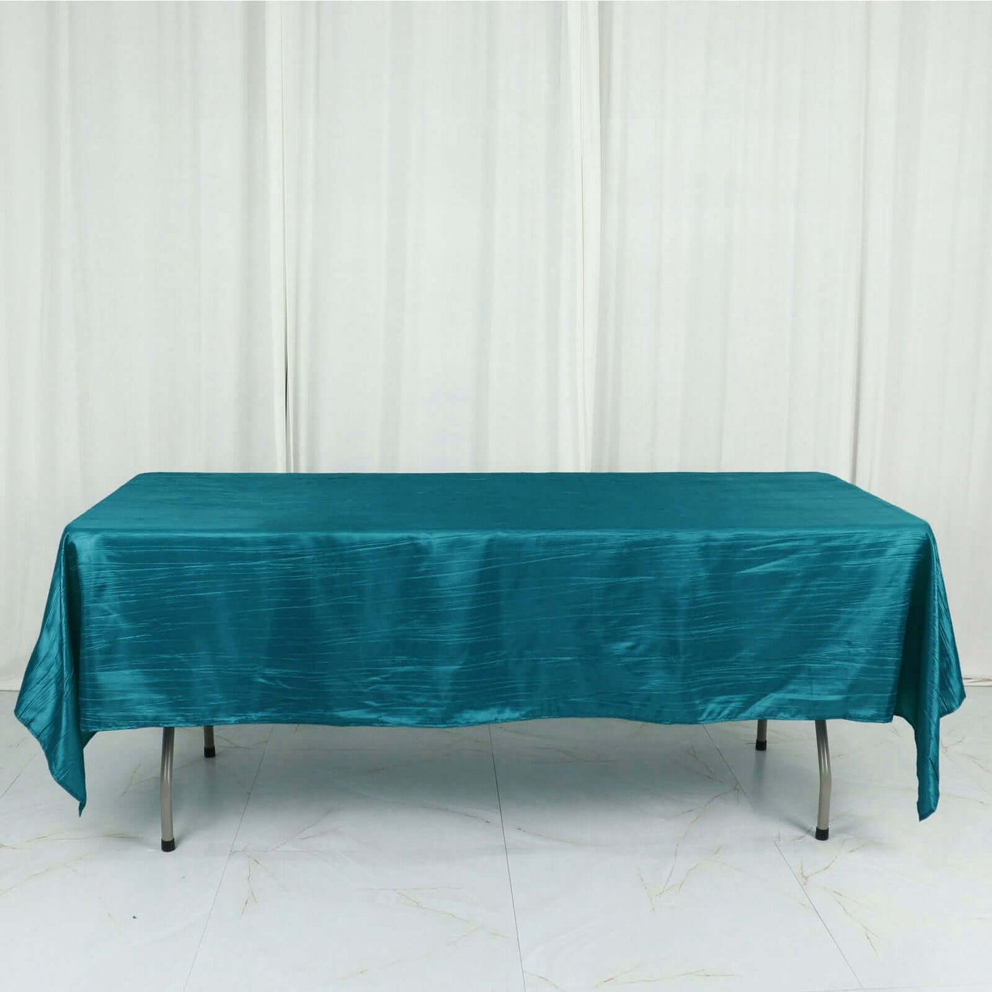 Taffeta 60"x102" Rectangle Tablecloth Teal - Accordion Crinkle Table Cover