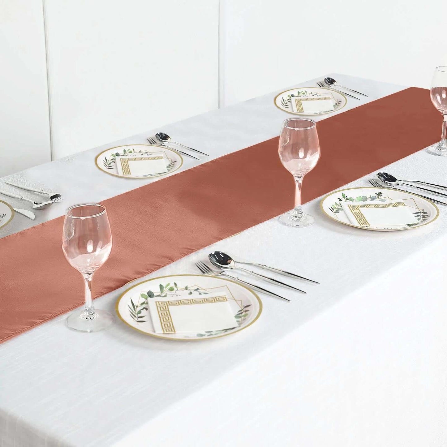Satin 12"x108" Table Runner Terracotta (Rust) - Stylish Table Linen
