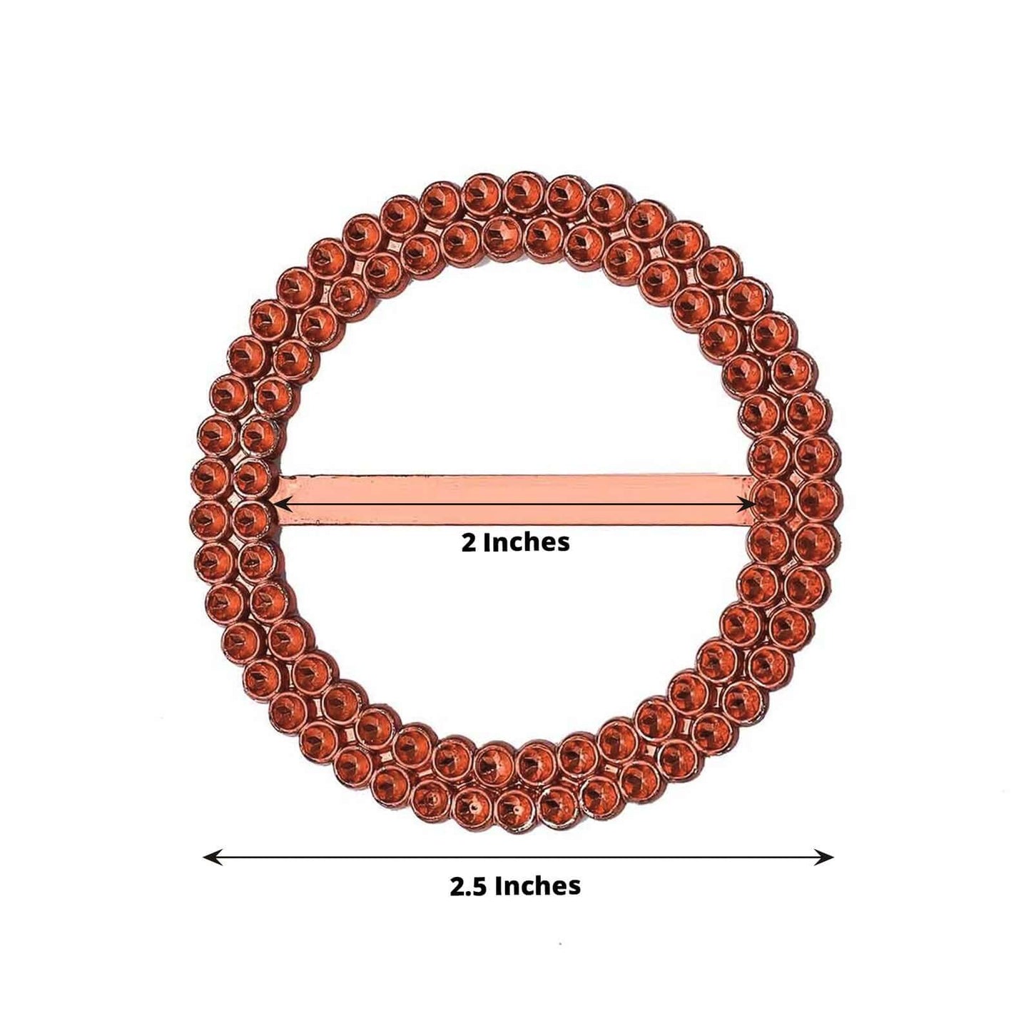 20 Pack Diamond Round Chair Sash Band Buckle Pins Terracotta (Rust) - Timeless Rhinestone Napkin Rings 2.5"