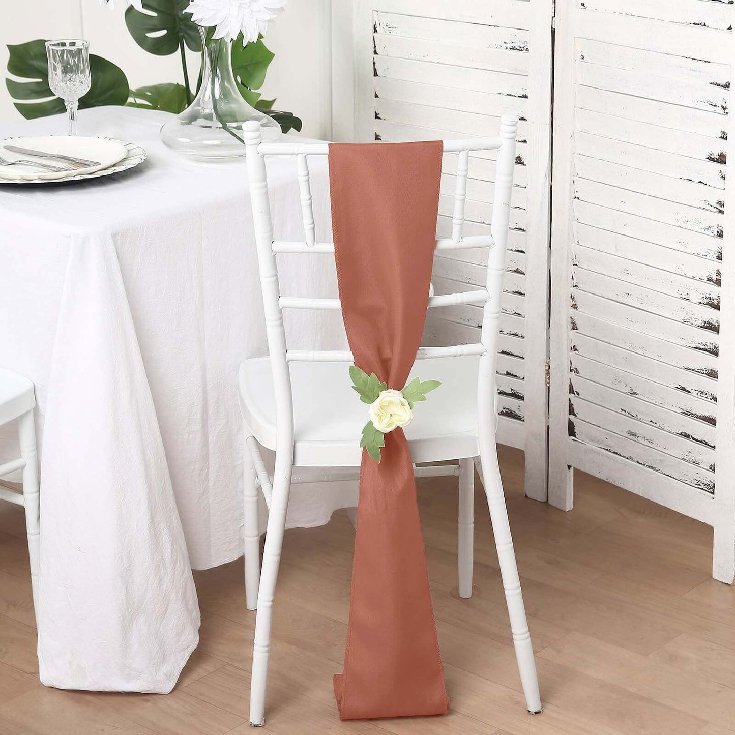 5 Pack Polyester Chair Sashes Terracotta (Rust) 6"x108"