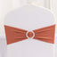 5 Pack Stretch Spandex Chair Sashes Terracotta (Rust) - Reusable Chair Bands with Silver Diamond Ring Slide Buckle 5"x14"