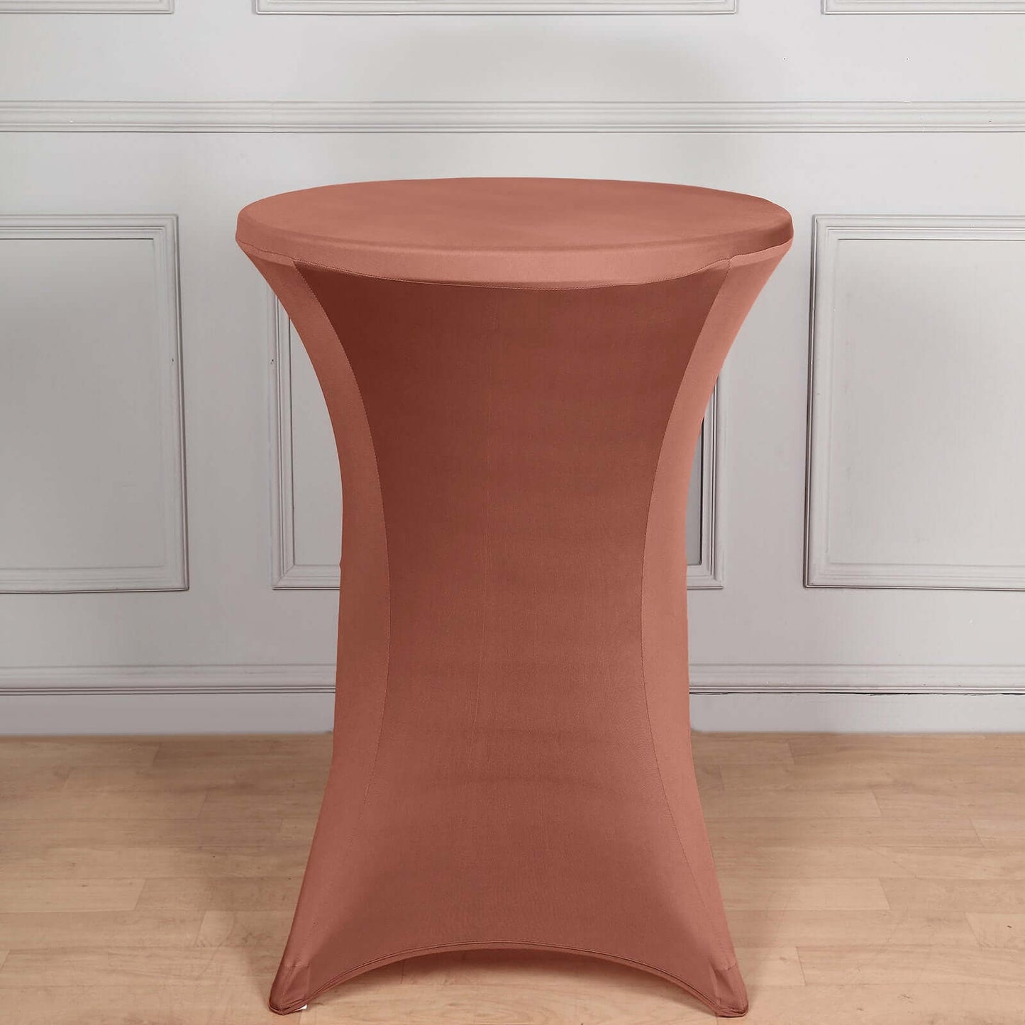 Spandex 30" Round Cocktail Table Cover Terracotta (Rust) - Easy to Maintain Stretch Fitted Highboy Tablecloth