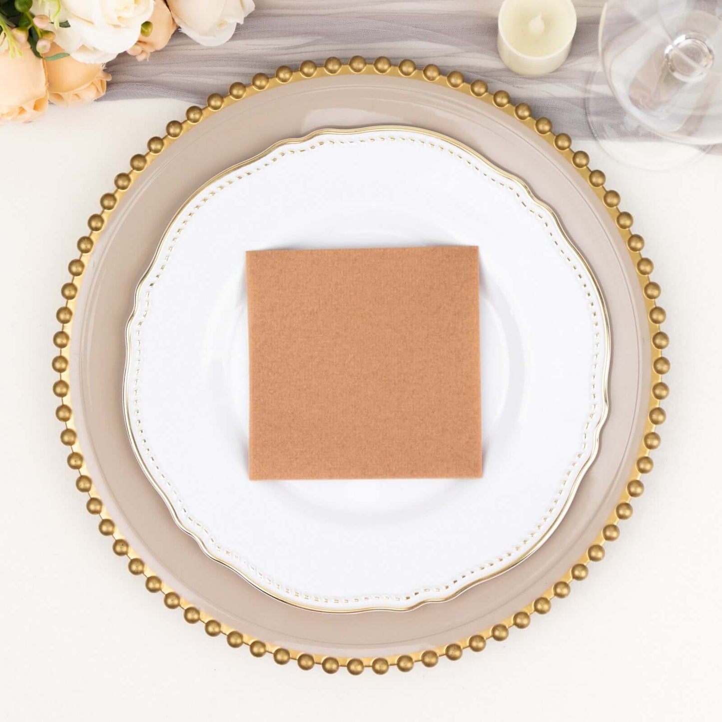 20 Pack Linen-Like Paper 5"x5" Napkins Terracotta (Rust) - Highly Absorbent Airlaid Napkins