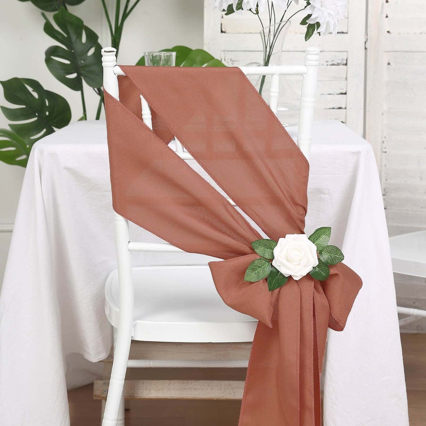 5 Pack Polyester Chair Sashes Terracotta (Rust) 6"x108"