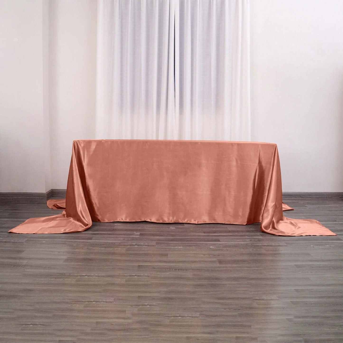 Satin Rectangular 90"x156" Tablecloth Terracotta (Rust) - Seamless Table Cover