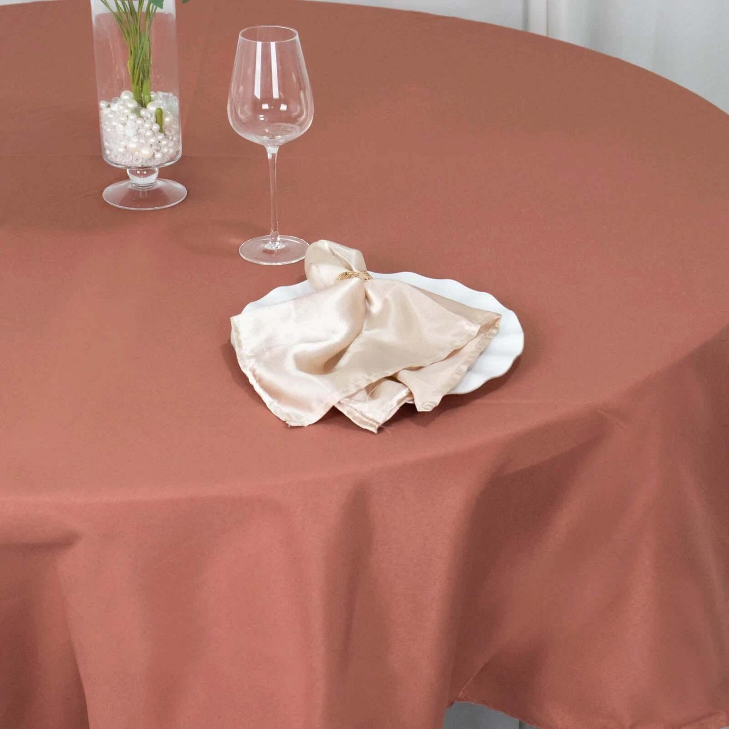 Premium Polyester 90" Round Tablecloth Terracotta (Rust) - Stain and Wrinkle-Resistant Design with 220GSM Thickness Table Cover
