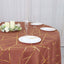 Polyester 120" Round Tablecloth Terracotta (Rust) with Gold Foil Geometric Pattern Wrinkle-Resistant Seamless Table Cover