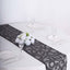 Mesh 12"x108" Table Runner Black - Leaf Vine Embroidery