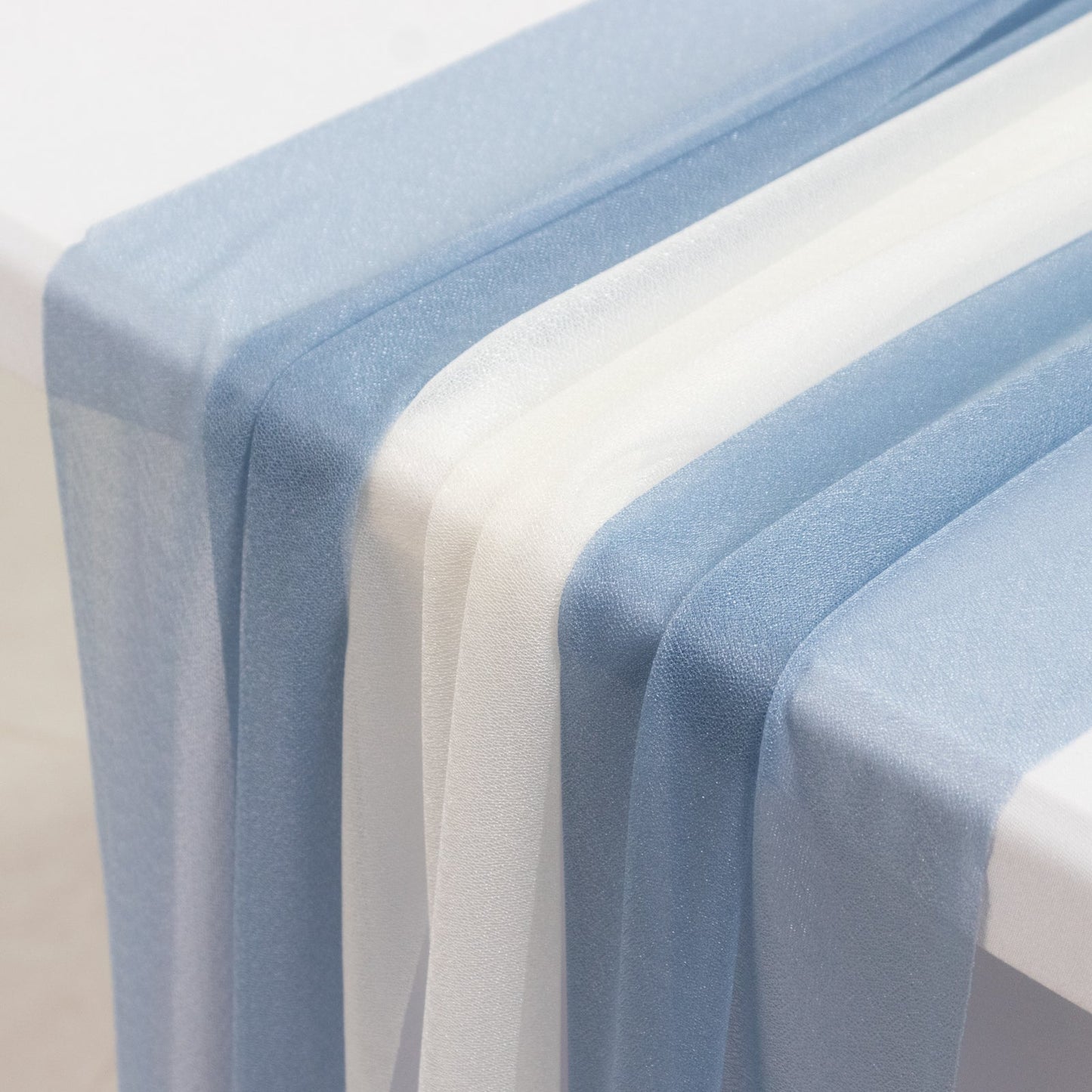 20-Pack 9ft Sheer Table Runners â€“ Dusty Blue/Ivory Shimmer Sheer Drapes, Wrinkle-Free