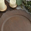 6-Pack Acrylic Round Charger Plates 13" in Rustic Brown with Wood Grain Scalloped Rim, Decorative Dinner Party Charger Tableware
