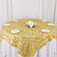 Satin 72"x72" Table Overlay Square Tablecloth Champagne - 3D Rosette Table Cover