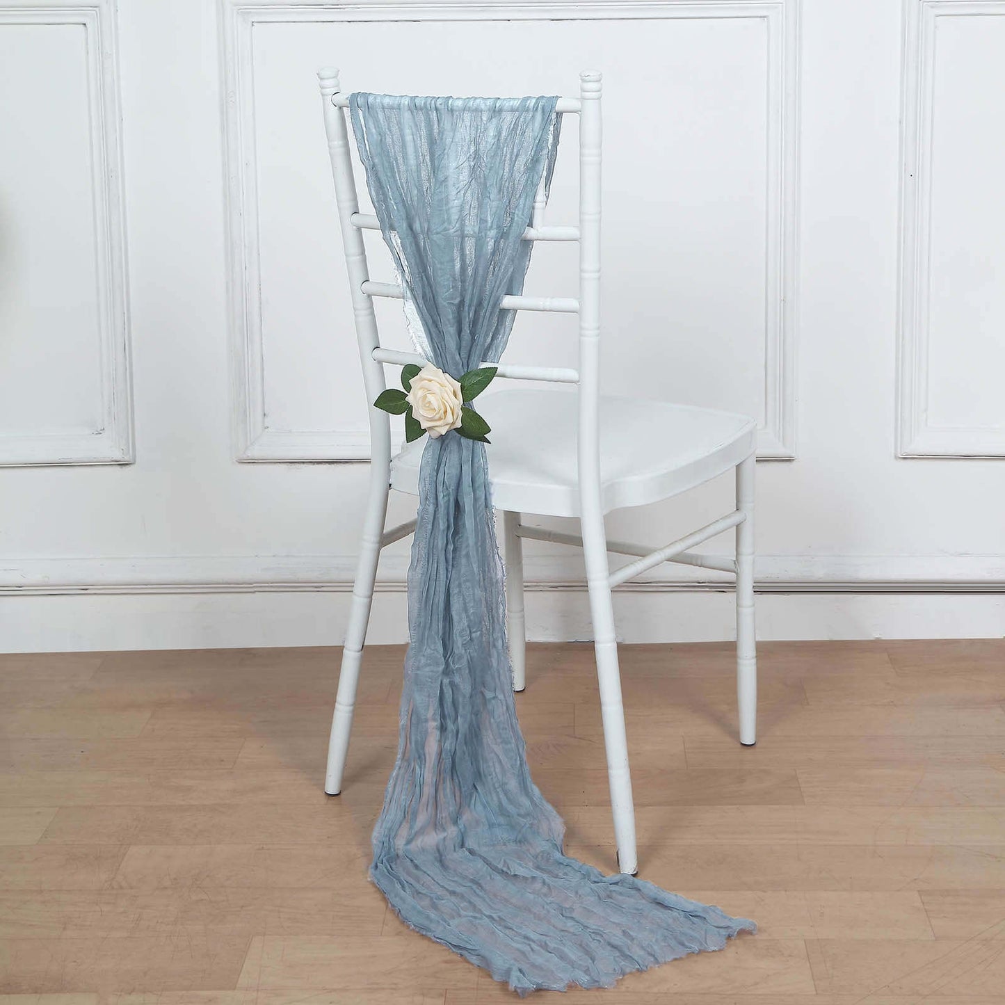 5 Pack Cheesecloth Gauze 16"x88" Chair Sashes Dusty Blue - Boho Chair Decorations