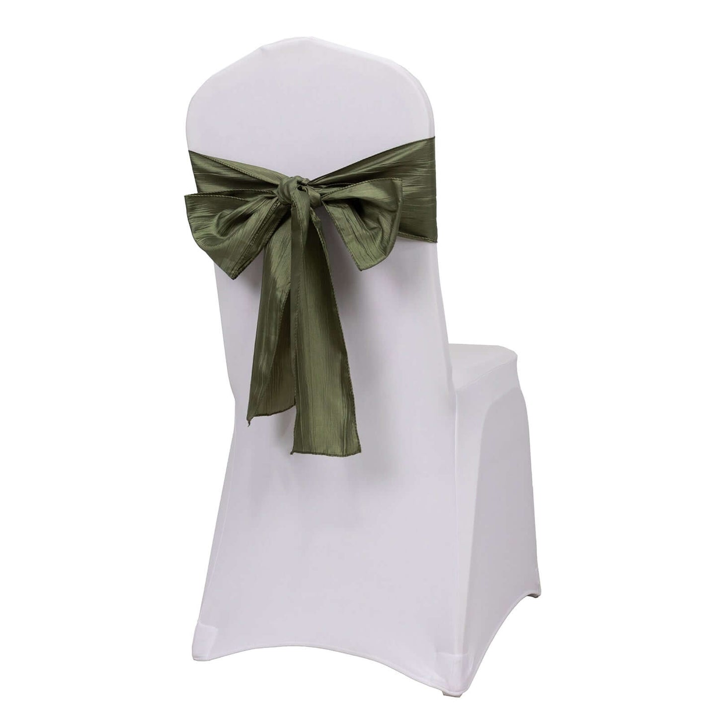 5 Pack Taffeta 6"x106" Chair Sashes Dusty Sage Green Accordion Crinkle Texture - Stylish Decor for Weddings & Gatherings