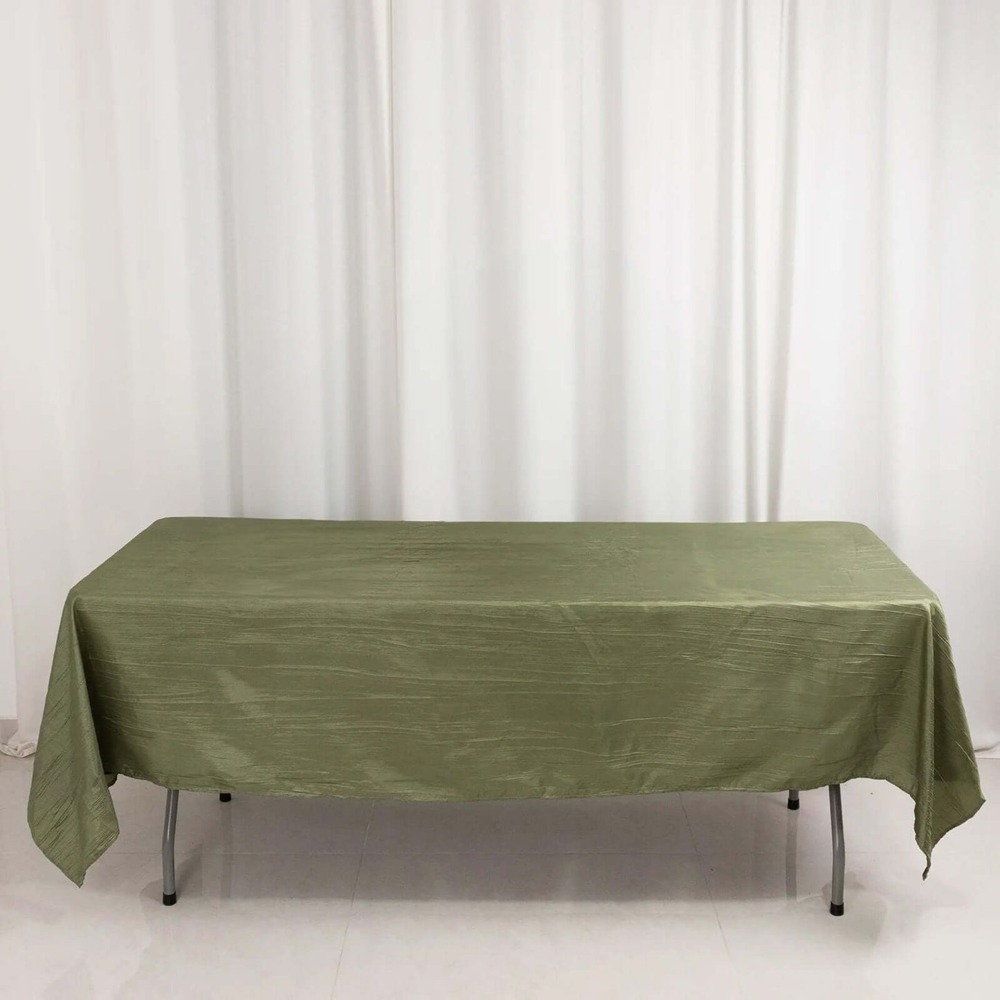Taffeta 60"x102" Rectangle Tablecloth Dusty Sage Green - Accordion Crinkle Table Cover