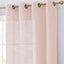 2 Pack Handmade Blush Faux Linen Curtains 52"x64", Curtain Panels With Chrome Grommets -
