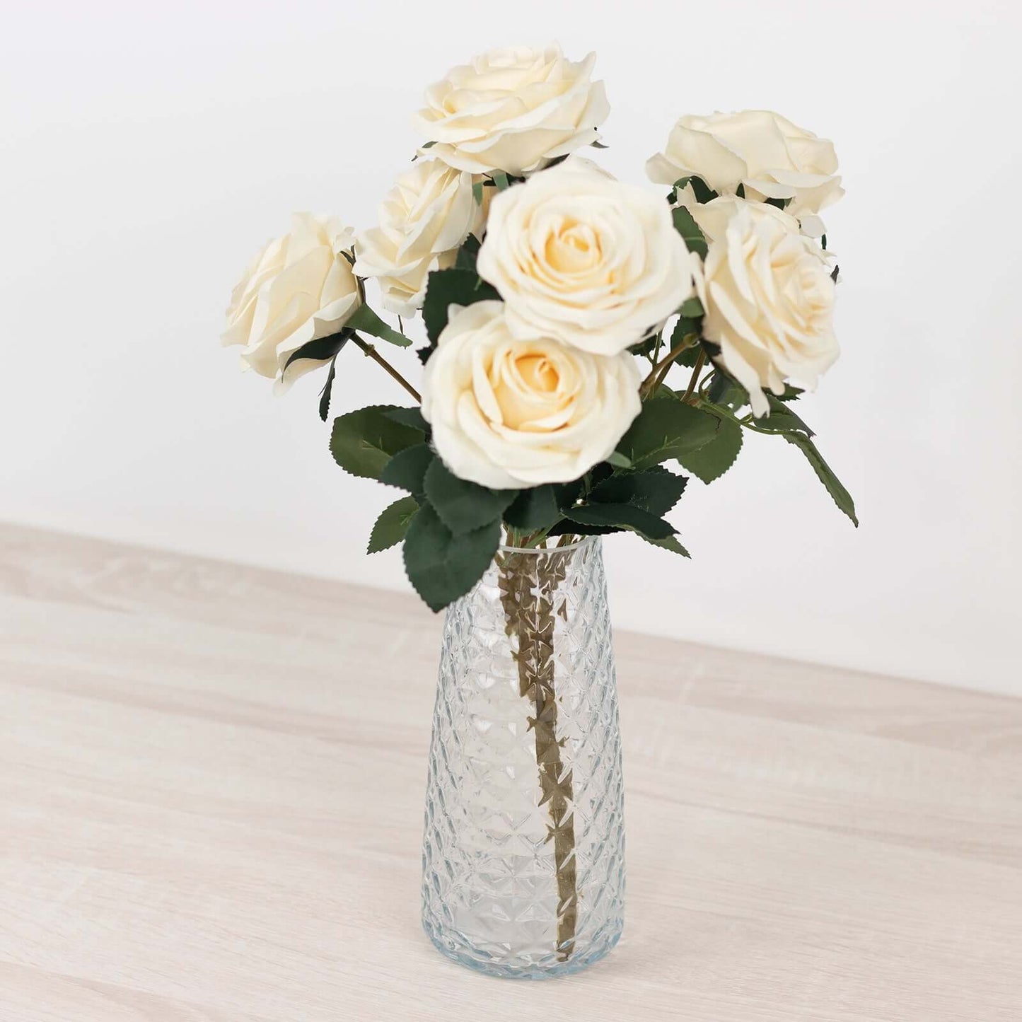 6-Pack Glass Urn Vases Clear with Diamond Crystal Cut Pattern - Stylish Decorative Design for Event Decor 8.5"