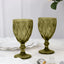 6-Pack Wine Glasses Dusty Sage Green Embossed Crystal Cut Design Stemmed - Colored Goblets for Parties & Events 12oz 7"
