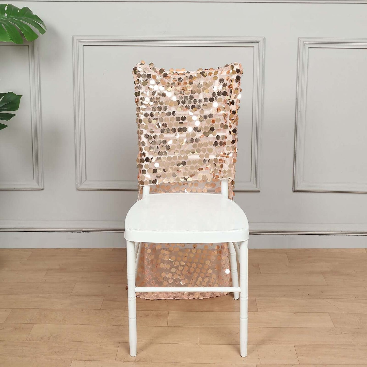 Sequin Chair Slipcover Big Payette Design for Chiavari Chairs Rose Gold - Glittering Chair Back Cover