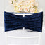 5 Pack Crushed Velvet Chair Bands Navy Blue Wide Ruffle Style - Textured Chair Sashes for Stunning Event Decor - 8"x15"