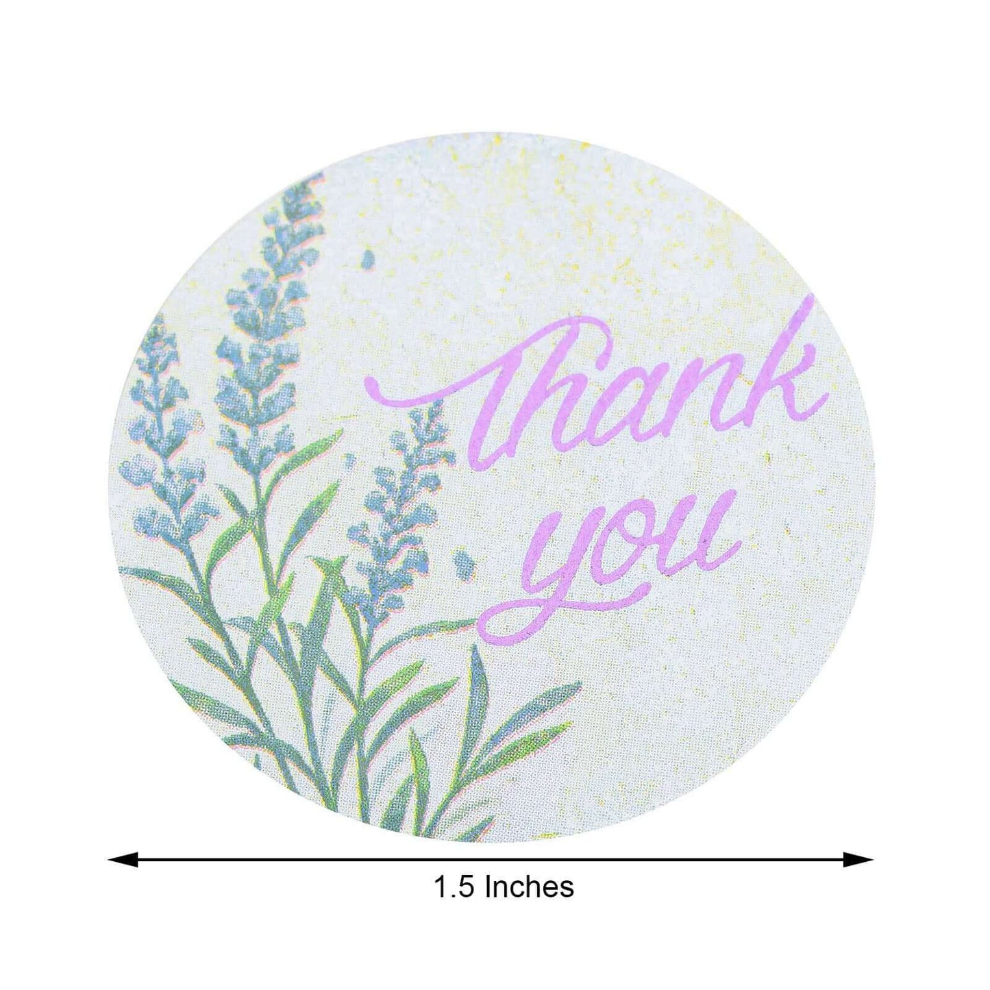 500Pcs 1.5" Thank You Purple Lavender Print Stickers Roll, Labels For DIY Envelope Seals - Round