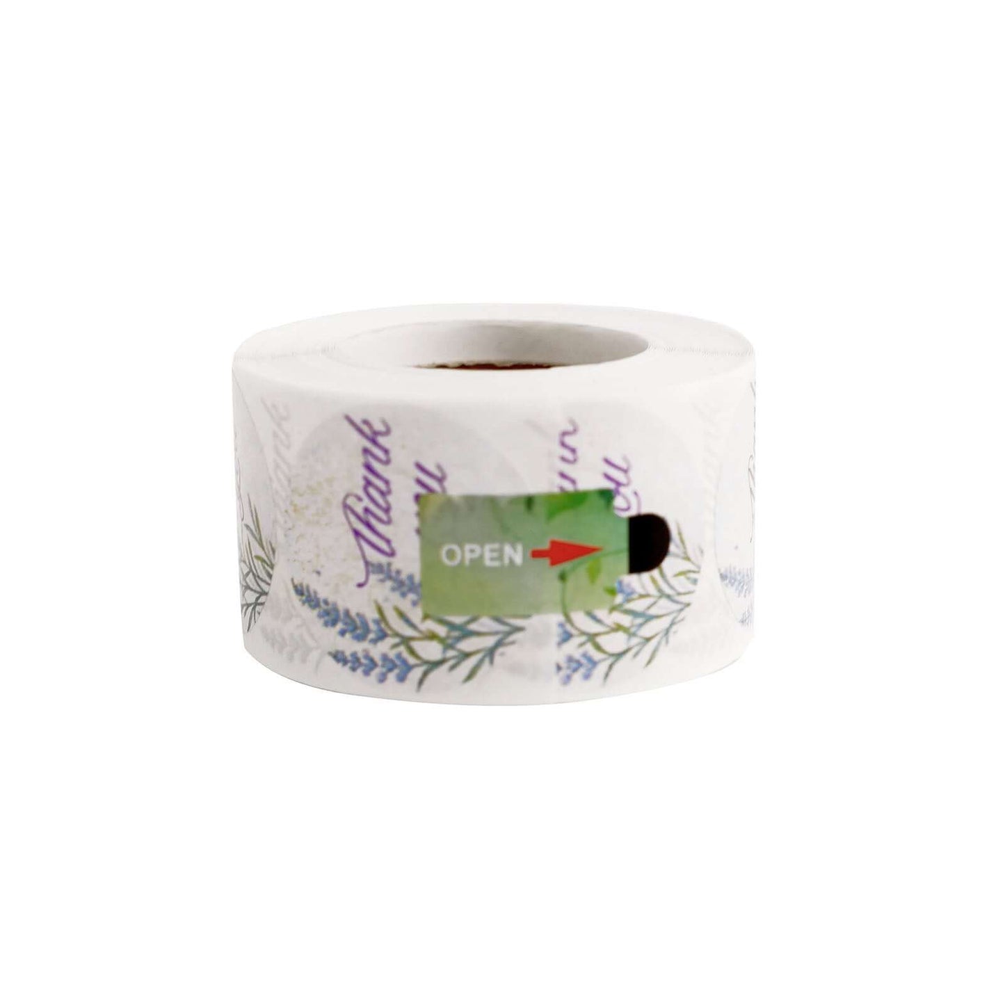 500Pcs 1.5" Thank You Purple Lavender Print Stickers Roll, Labels For DIY Envelope Seals - Round