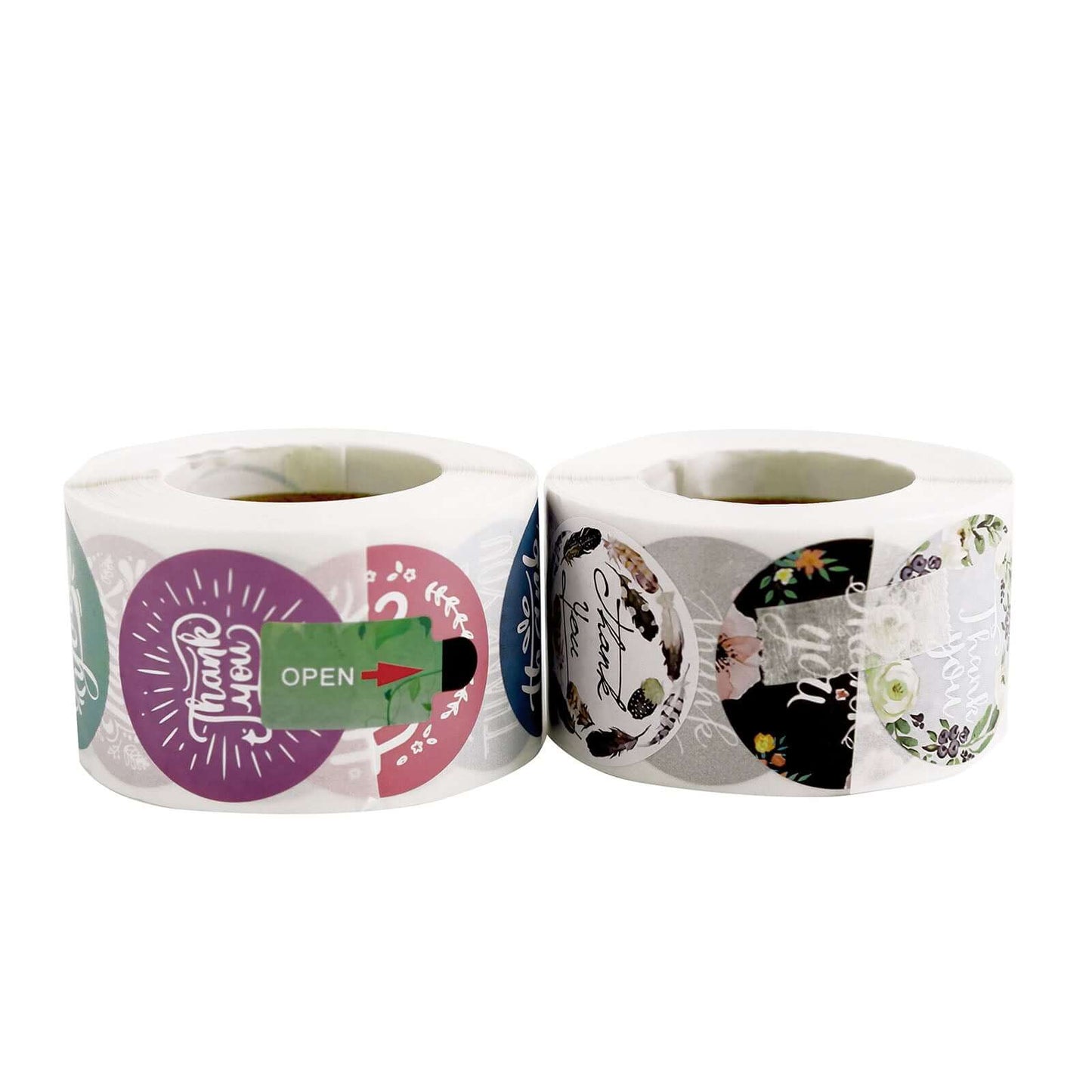 1000Pcs 1.5" Thank You Assorted Styles Sticker Rolls, Labels and Seals For DIY Envelope - Round