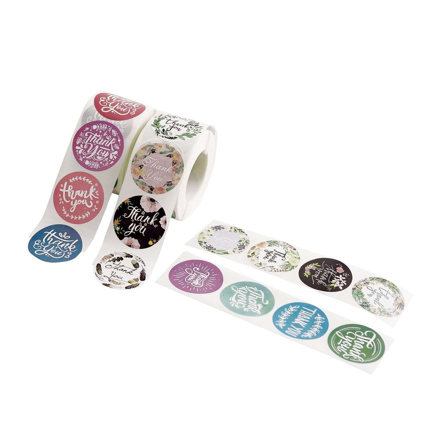 1000Pcs 1.5" Thank You Assorted Styles Sticker Rolls, Labels and Seals For DIY Envelope - Round