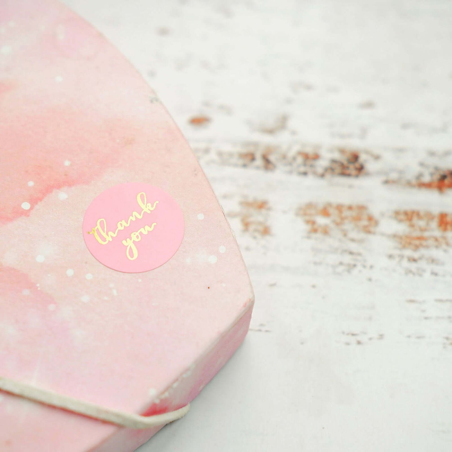 500Pcs 1" Thank You Gold Foil Text On Pink Stickers Roll DÃ©cor, Labels and Seals For DIY Envelope - Round