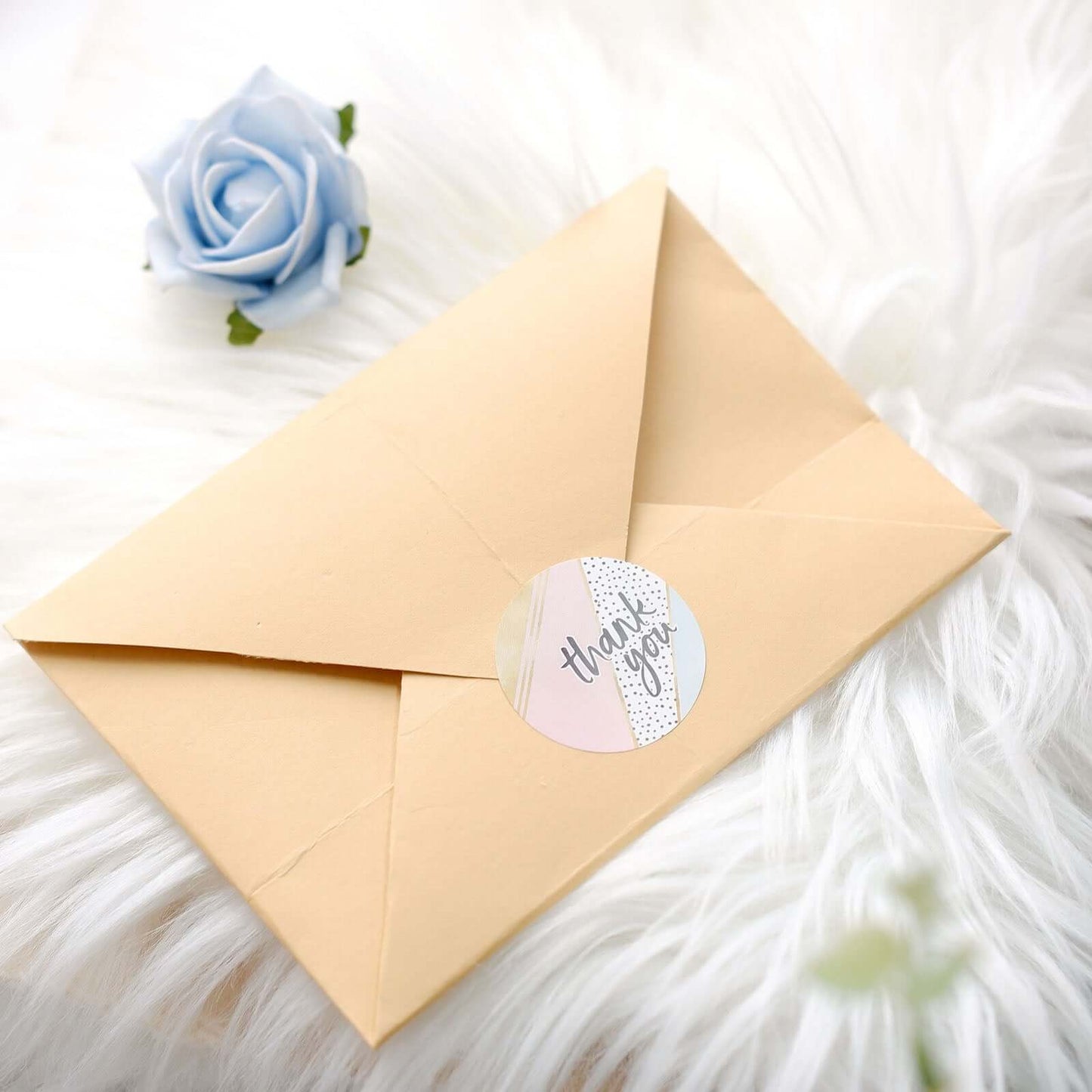 500Pcs 1.5" Thank You Black White Gold Pink Glam Stickers Roll, Labels For DIY Envelope Seal Assorted Geometric Design - Round