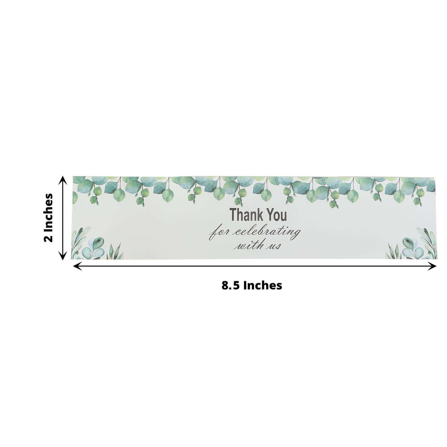 24 Pack White/Green Water Bottle Labels with Leaves Design "Thank You" Party Waterproof Bottle Stickers