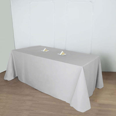 Polyester 90"x156" Rectangle Tablecloth Silver - Seamless Wrinkle-Resistant Table Cover