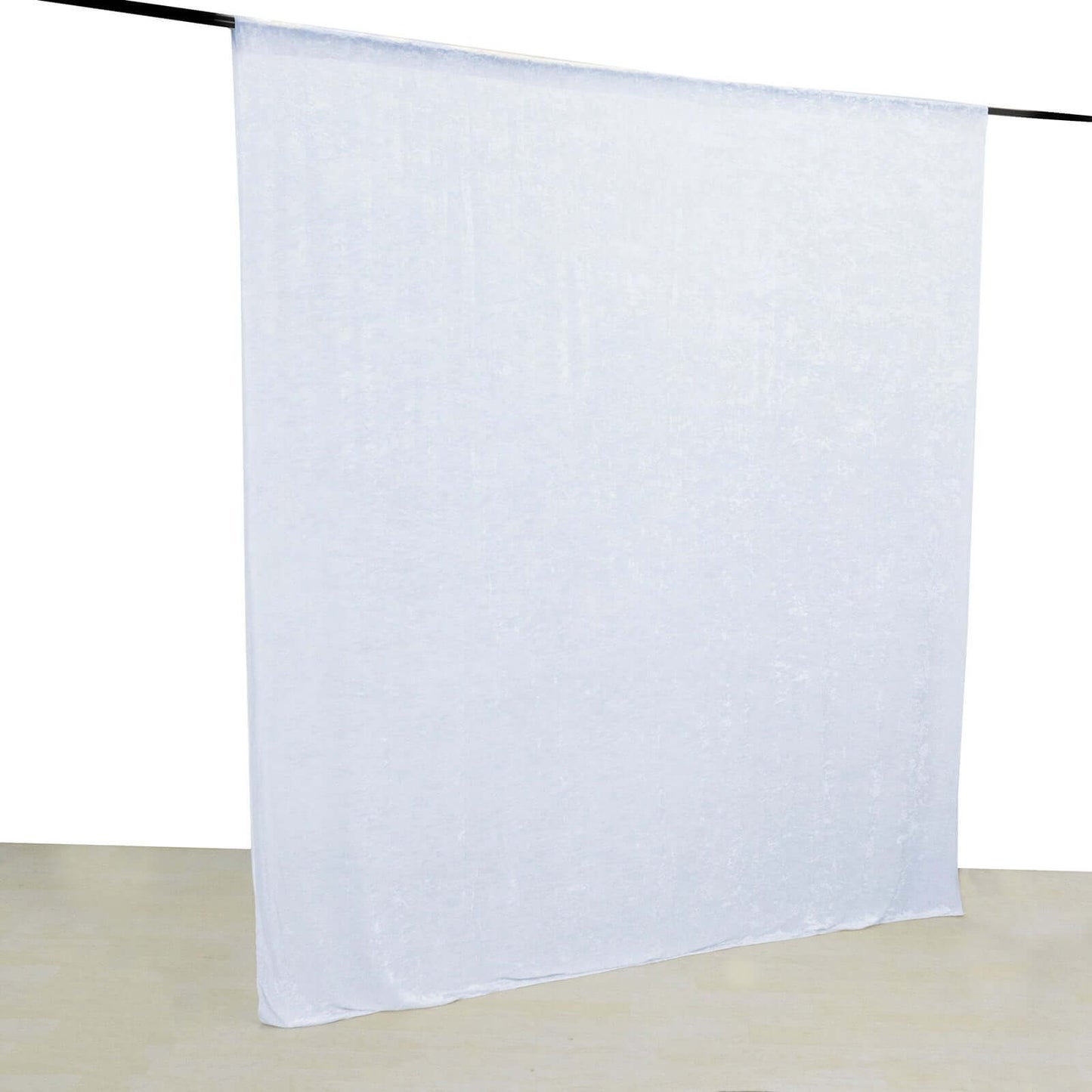 White Crushed Velvet Backdrop Curtain â€“ 8ft x 8ft Event Drape with Rod Pocket, Privacy Panel for Photo Booths & Events