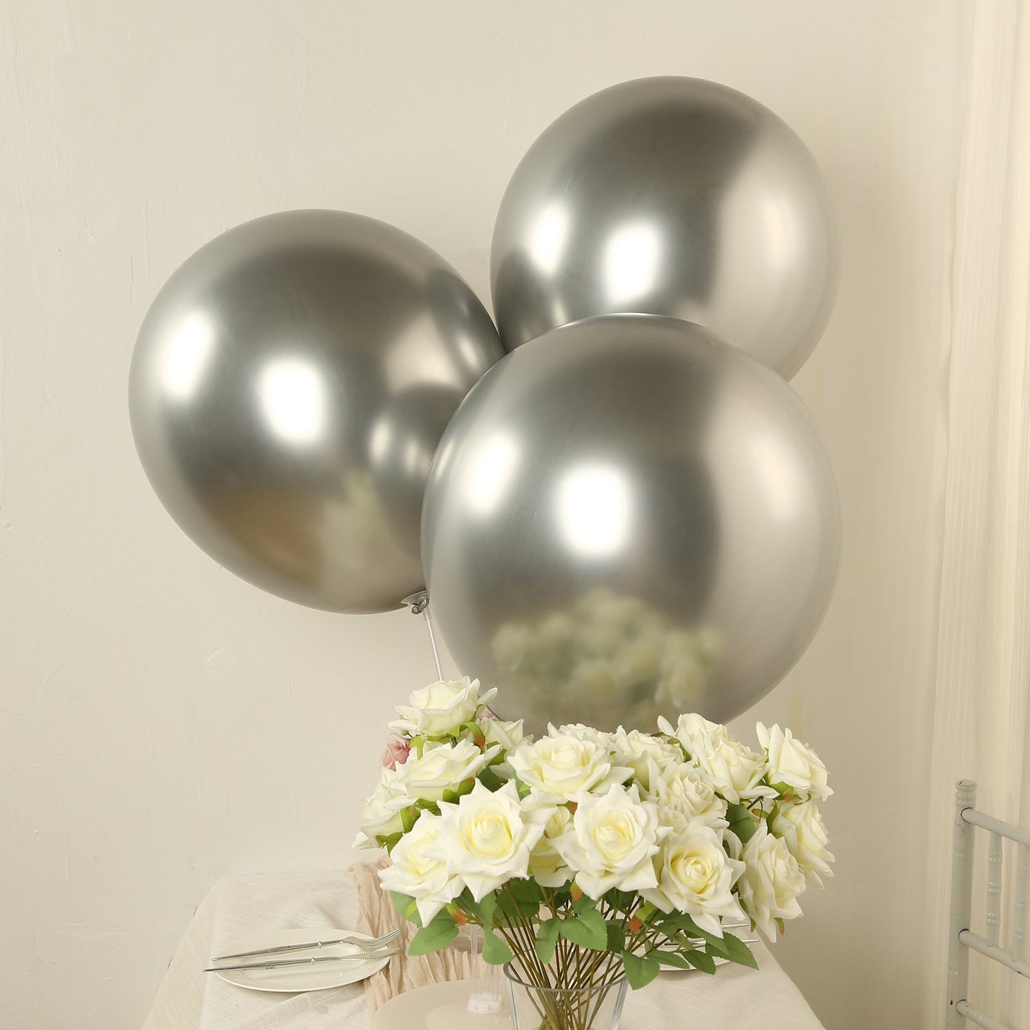 10 Pack Silver Biodegradable Balloons, 18" Thickened Extra Strong Eco-friendly Latex Helium Party Balloons