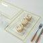 10-Pack Plastic 13"x8" Rectangle Serving Trays Clear with Gold Rim - Durable Reusable Sleek Design for Upscale Events & Parties