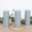 12-Pack 3"x8" Unscented Dripless Pillar Candles â€“ Dusty Blue Long-Burning Wax Candles with Cotton Wicks for Home, Weddings & Event Decor