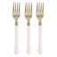 24-Pack Plastic Forks Gold with White Handles - Durable Food Safe Disposable Silverware for Lunch Buffets & Catering Services 7"