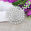 Rhinestone Metal Flower Chair Sash Band Buckle Silver - Glittering Diamond Accent 3"