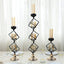 3-Tier Candle Holder Black Geometric Design with Amber Glass Votives & Gold Trim - Modern Decor for Weddings 28" Tall